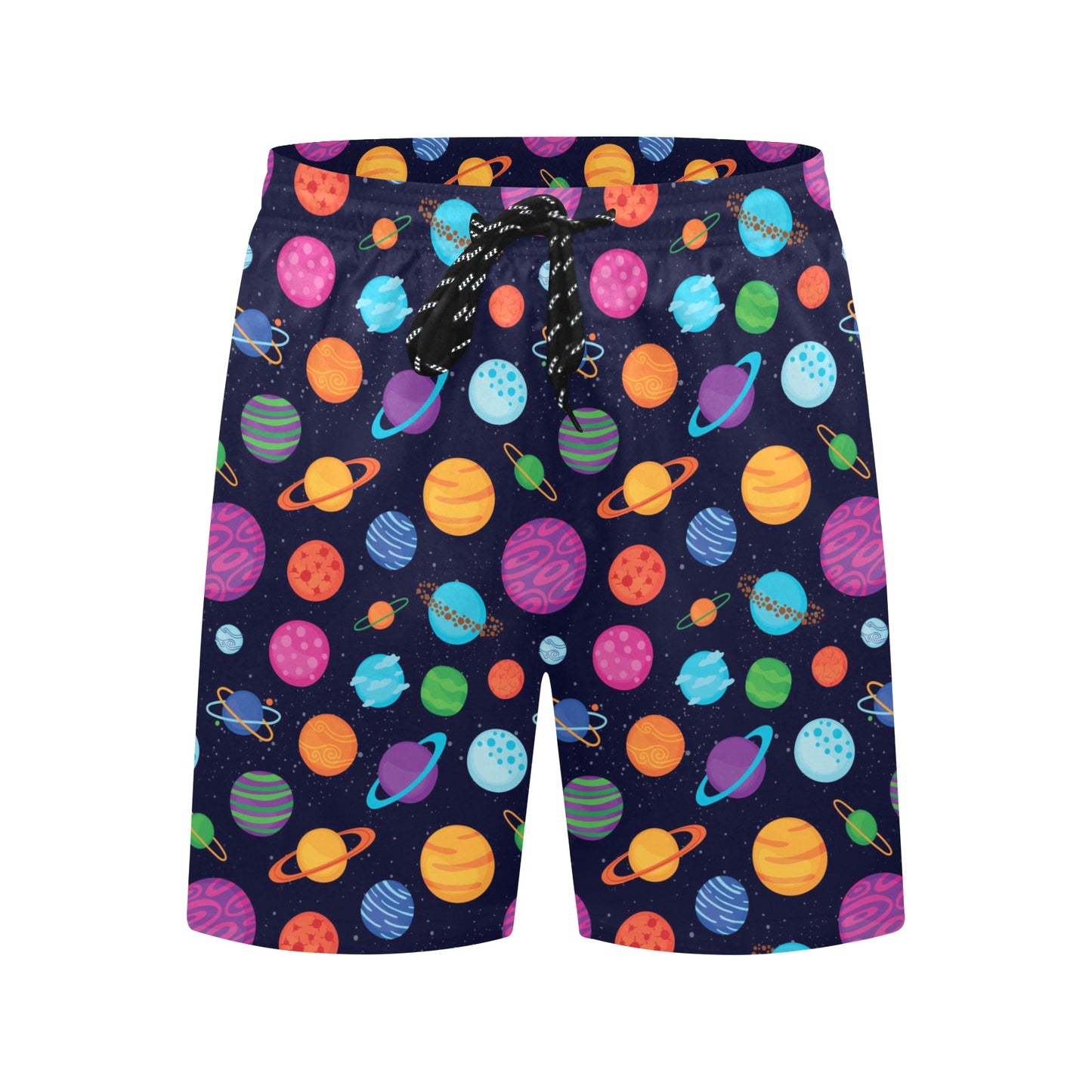 Planet Multicolor Print Design LKS302 Men's Swim Trunks Beach Shorts