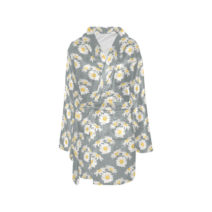 Daisy Pattern Print Design DS09 Women's Fleece Robe