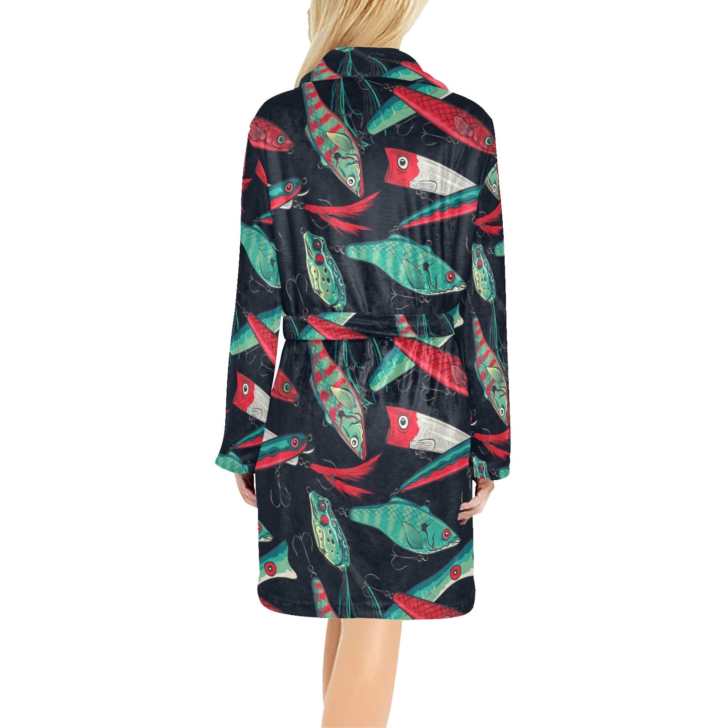 Fishing Bait Pattern Women's Fleece Robe