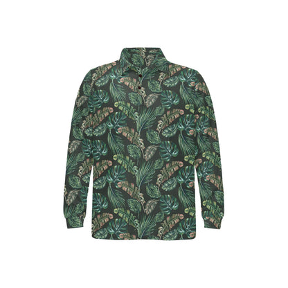 Banana Leaf Pattern Print Design 05 Long Sleeve Polo Shirt For Men's
