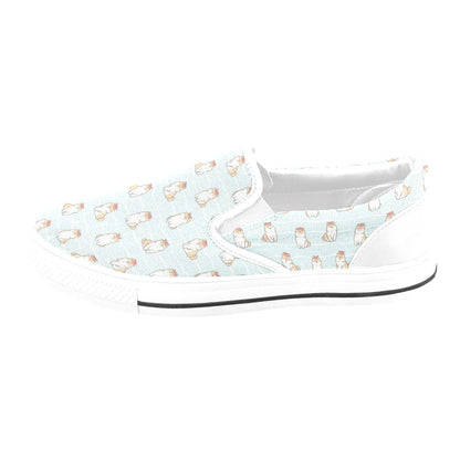 Shiba Inu Print Design LKS3011 White Slip Ons Canvas Women's Shoes