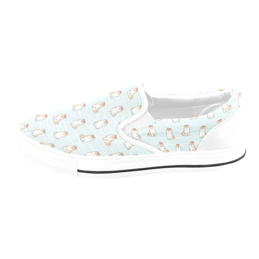Shiba Inu Print Design LKS3011 White Slip Ons Canvas Women's Shoes