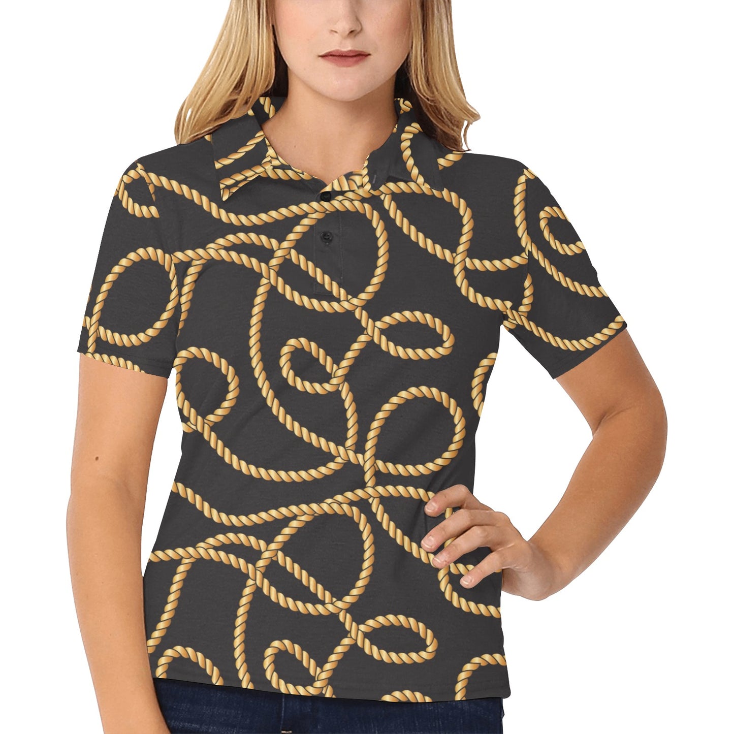 Rope Pattern Print Design A04 Women's Polo Shirt