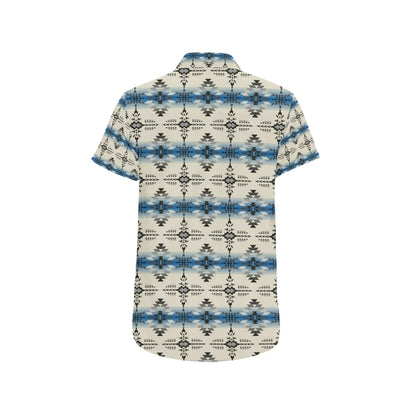 Southwest Pattern Print Design LKS304 Men Short Sleeve Button Up Shirt