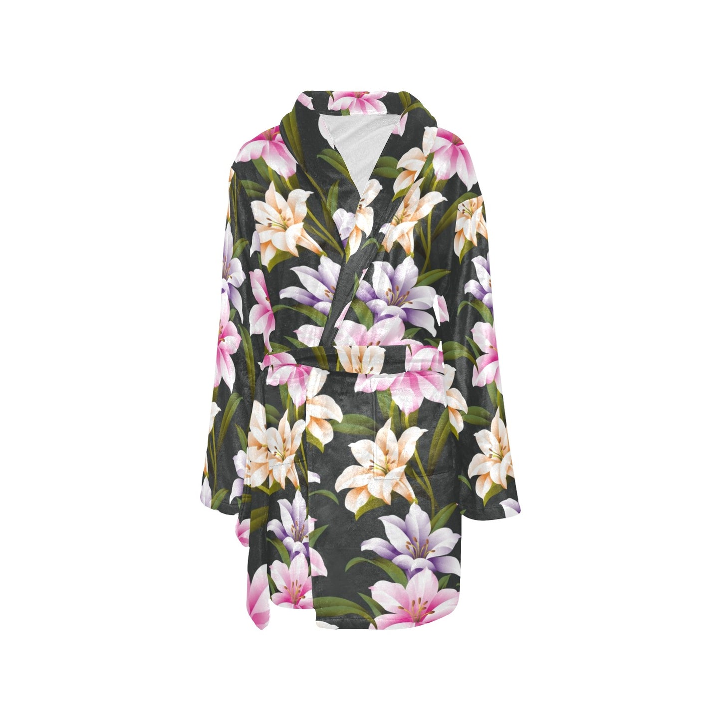 Lily Pattern Print Design LY01 Women's Fleece Robe