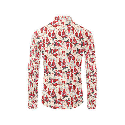 Santa Christmas Themed Print Design LKS302 Men's Long Sleeve Dress Shirt