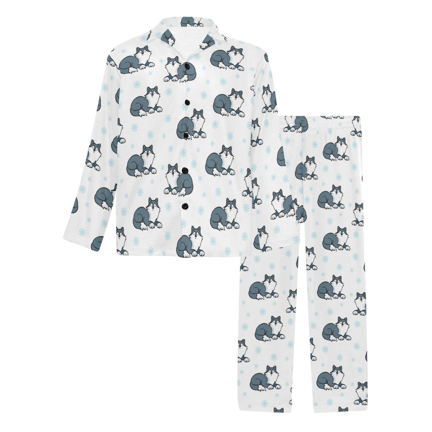 Alaskan Malamute Pattern Print Design 03 Men's Long Pajama Set