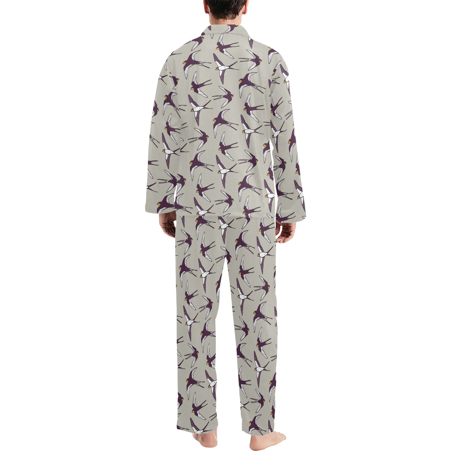 Swallow Bird Pattern Print Design 03 Men's Long Pajama Set