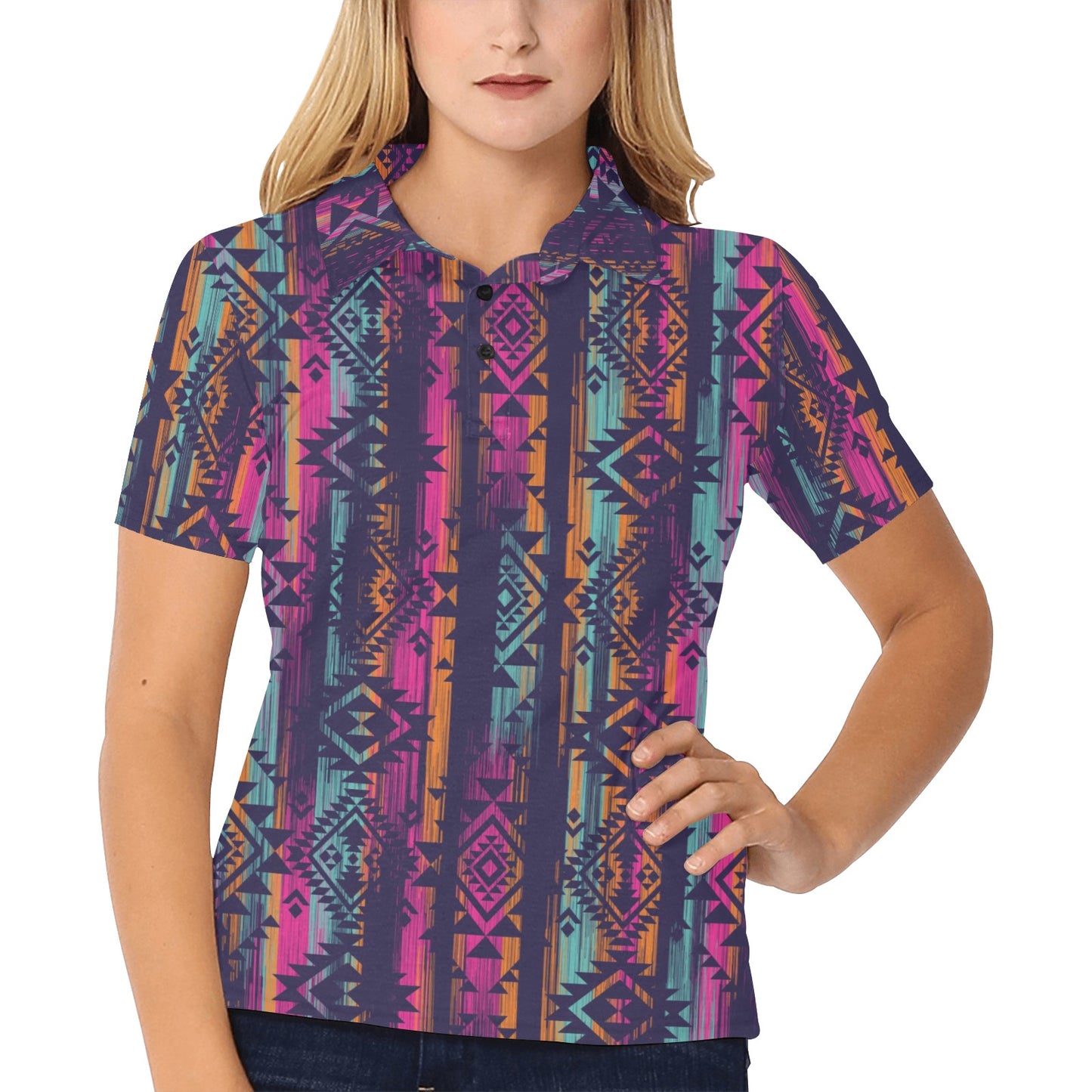 Line Tribal Aztec Women's Polo Shirt