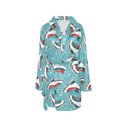 Ice Skate Pattern Print Design 03 Women's Fleece Robe