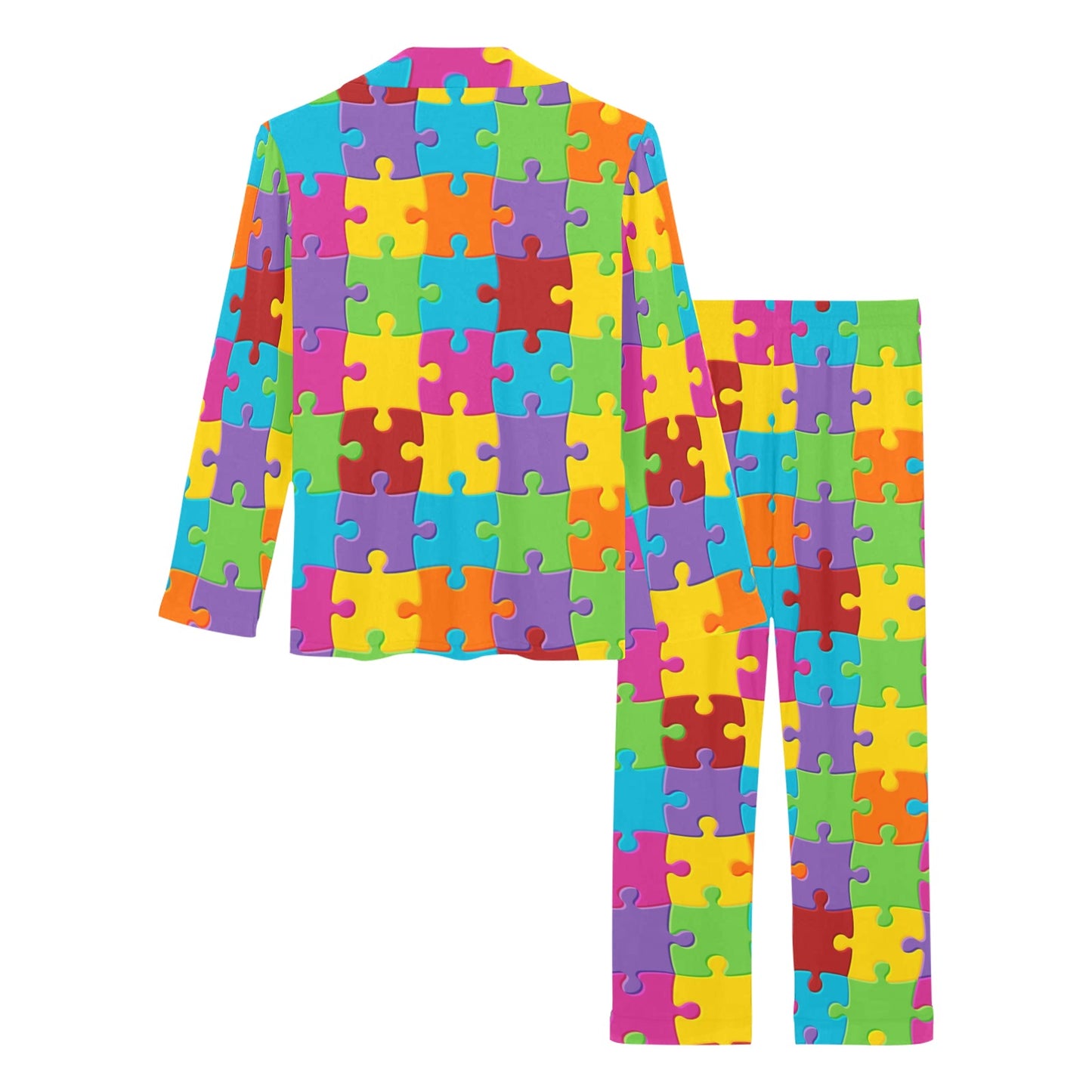 Autism Awareness Pattern Print Design 02 Women's Long Pajama Set