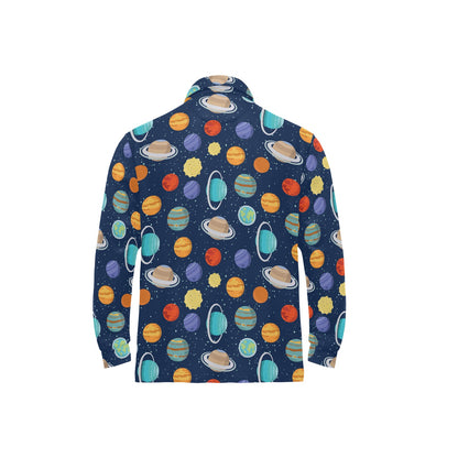 Planet With Star Print Design LKS303 Long Sleeve Polo Shirt For Men's