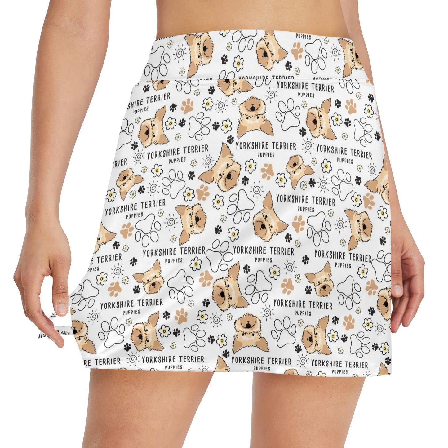 Yorkshire Terriers Print Design LKS308 17" Golf & Pickleball Skort with Pockets