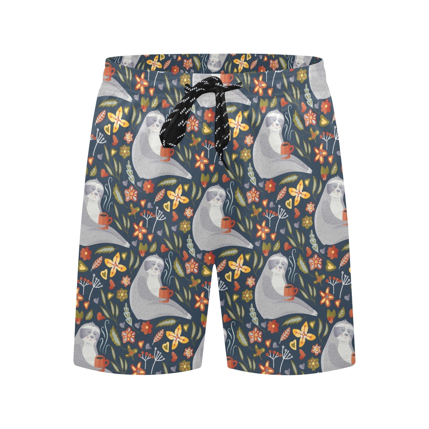 Sloth Print Design LKS303 Men's Swim Trunks Beach Shorts