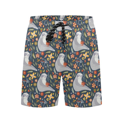 Sloth Print Design LKS303 Men's Swim Trunks Beach Shorts