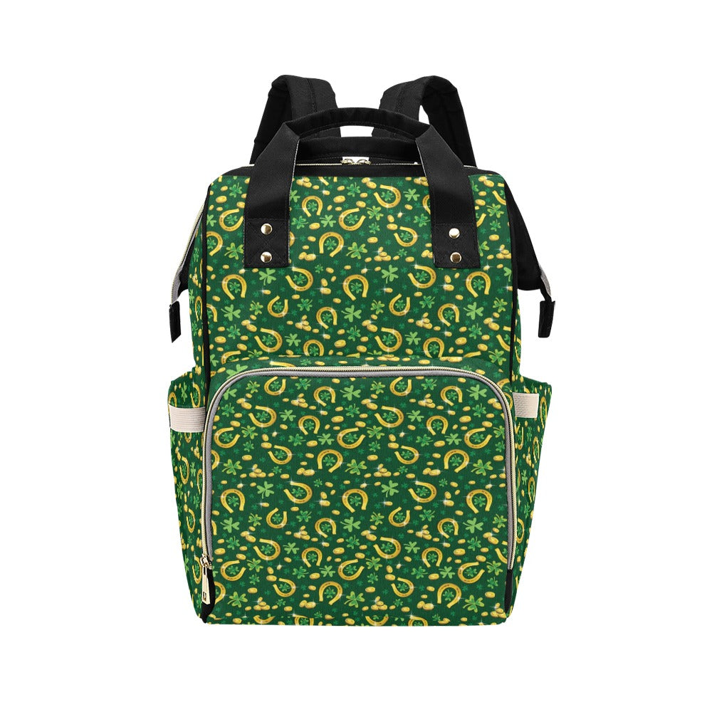 Shamrock Horse Shoes Saint Patrick's Day Print Design LKS307 Diaper Bag Backpack