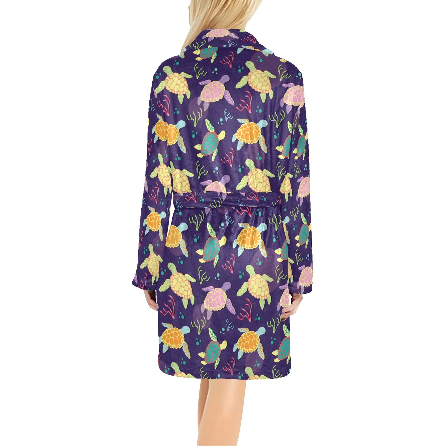 Sea Turtle Color Smile Women's Fleece Robe