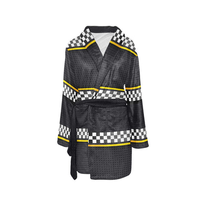 Checkered Flag Yellow Line Style Women's Fleece Robe