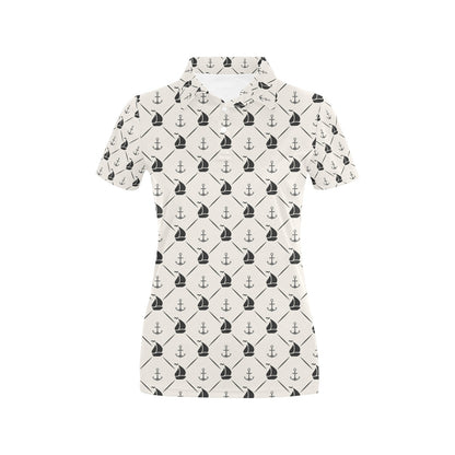 Sailboat Print Design LKS302 Women's Polo Shirt