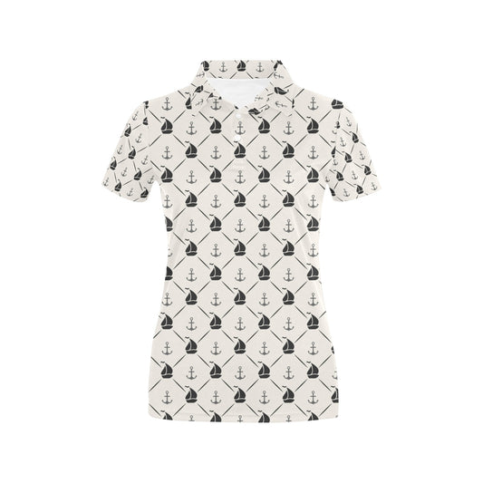 Sailboat Print Design LKS302 Women's Polo Shirt