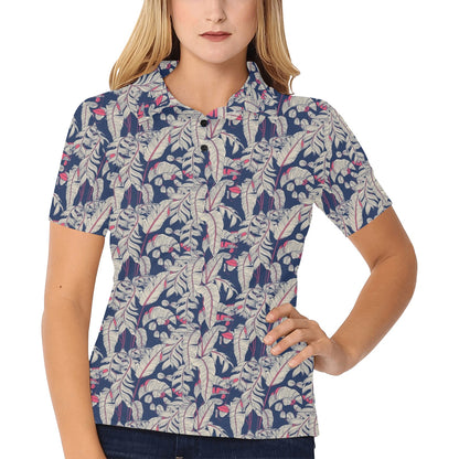 Bird Of Paradise Pattern Print Design 03 Women's Polo Shirt