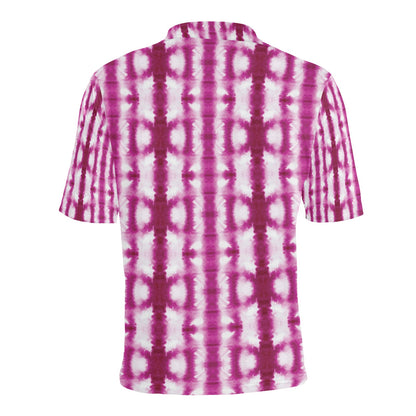 Tie Dye Dark Pink Print Design LKS303 Men Polo Shirt