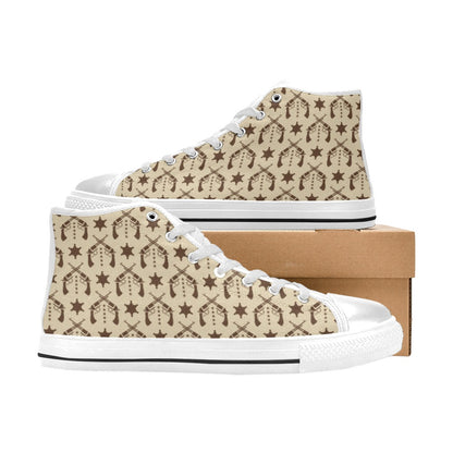 Western Cowboy Print Design LKS302 Men's High Top Canvas Shoes