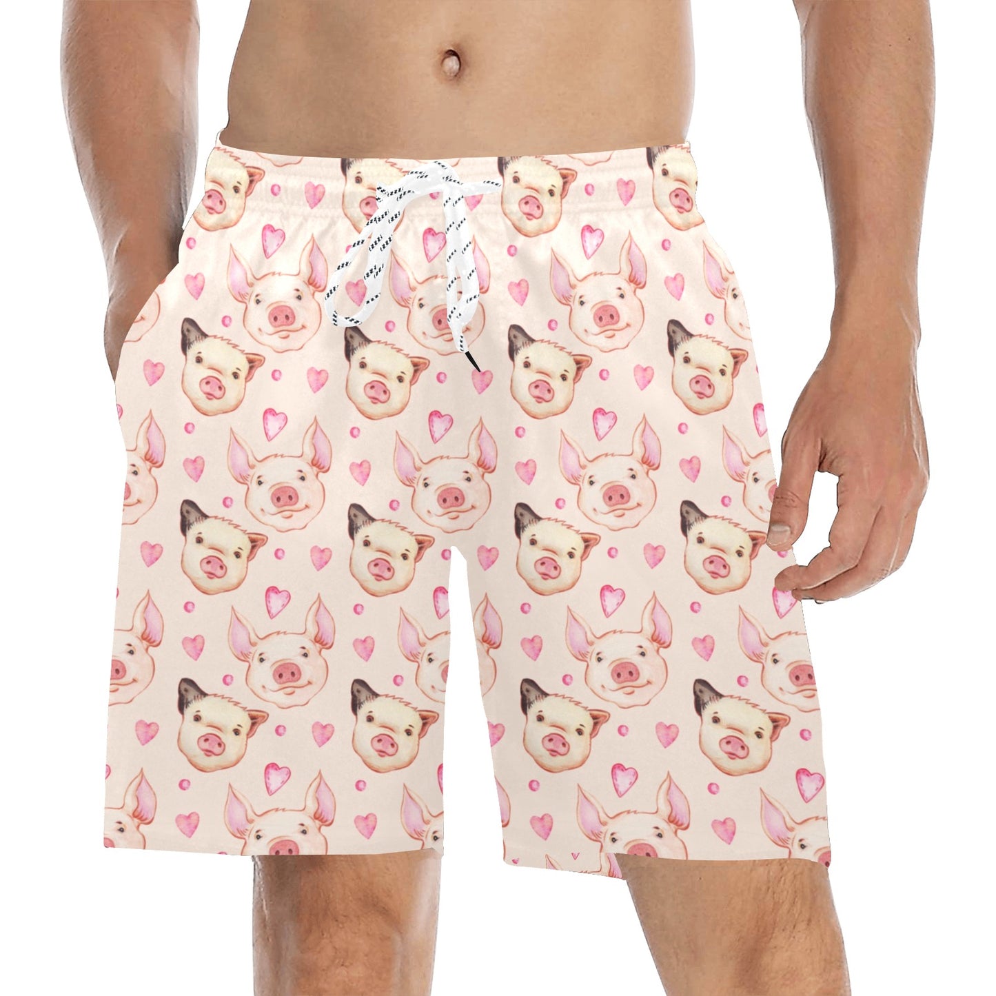 Pig Print Design LKS406 Men's Swim Trunks Beach Shorts