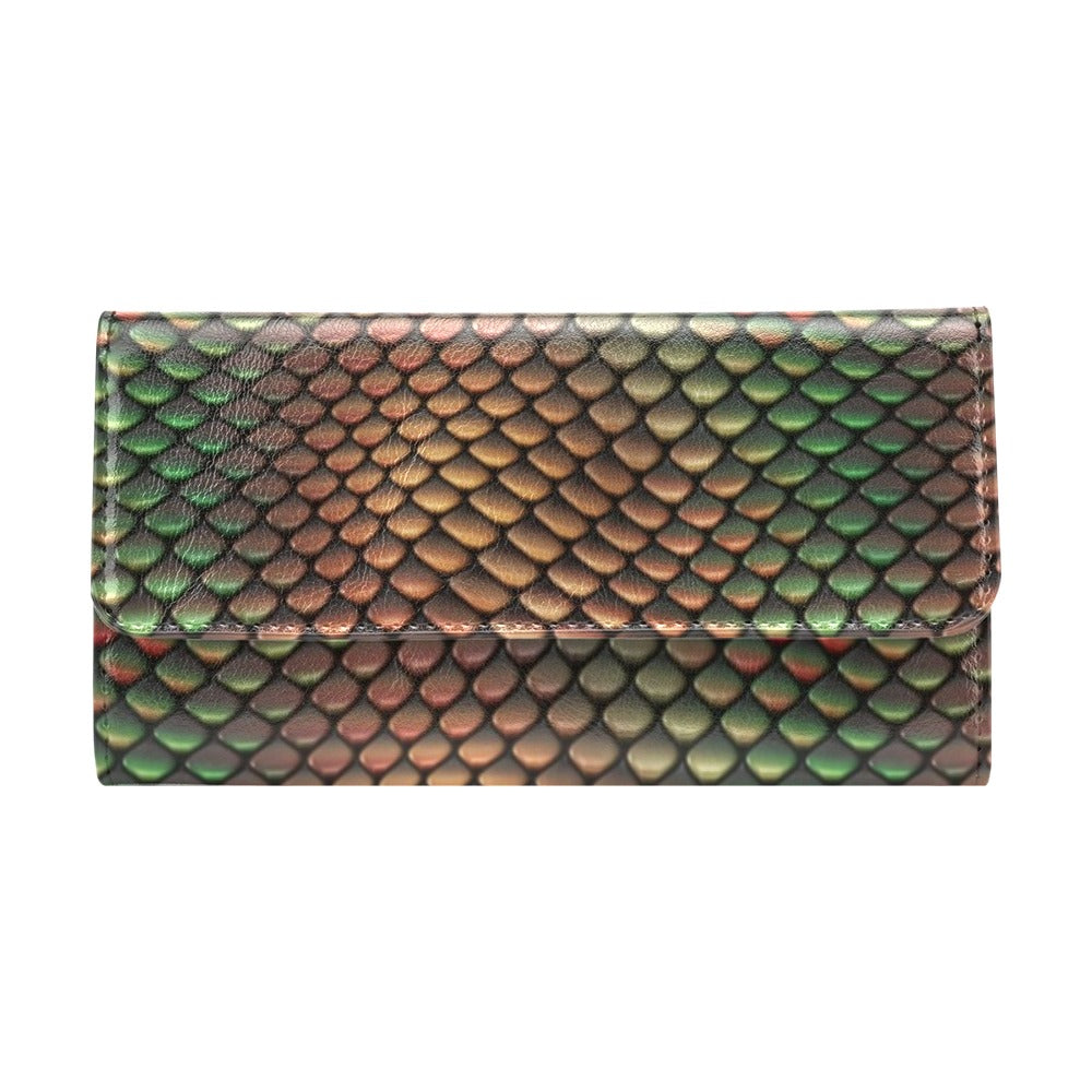 Snake Skin Colorful Print Women's Trifold Wallet