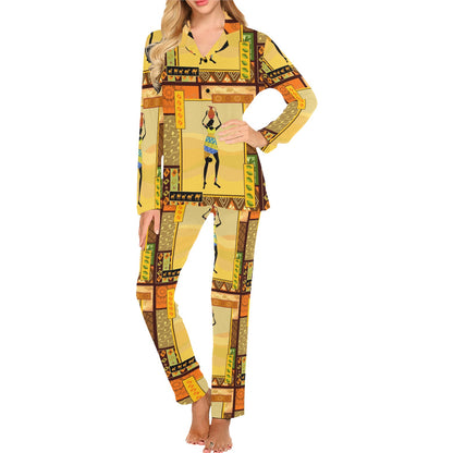 African Girl Design Women's Long Pajama Set