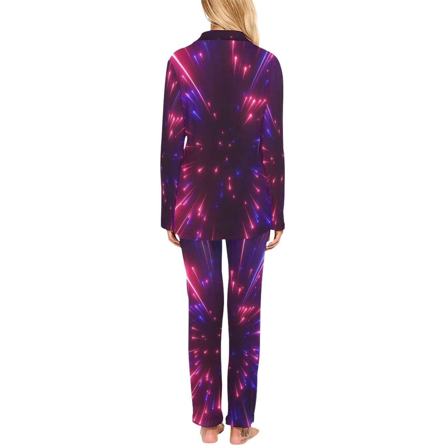 Celestial Purple Blue Neon Speed Light Women's Long Pajama Set