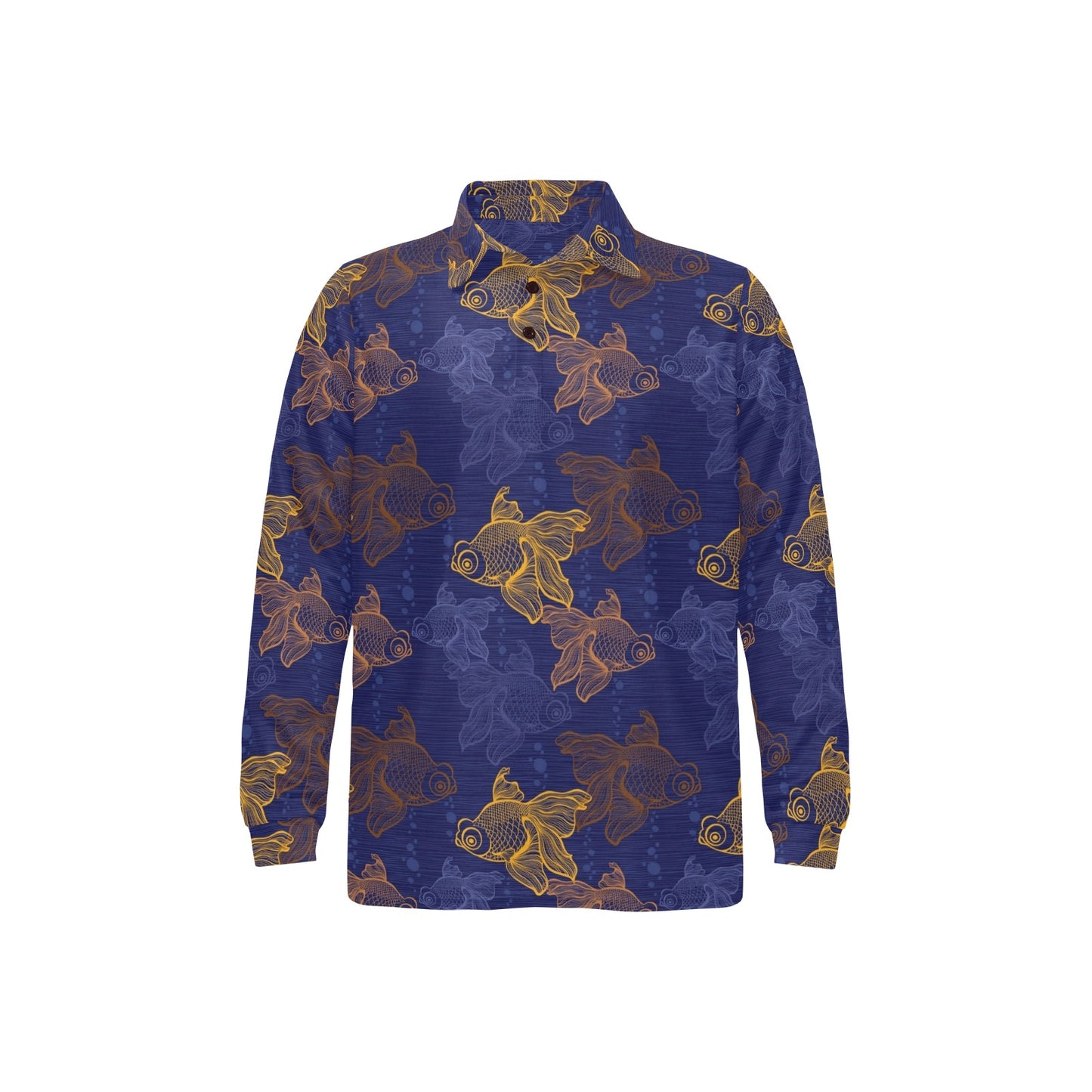 Goldfish Pattern Print Design 01 Long Sleeve Polo Shirt For Men's