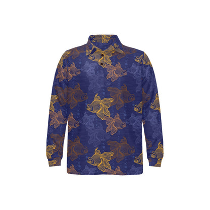 Goldfish Pattern Print Design 01 Long Sleeve Polo Shirt For Men's
