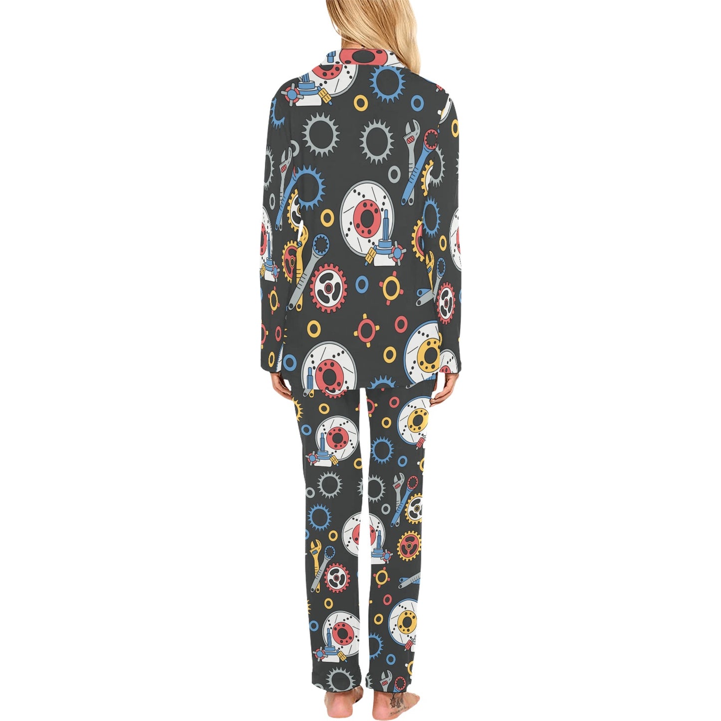 Mechanic Pattern Print Design 01 Women's Long Pajama Set