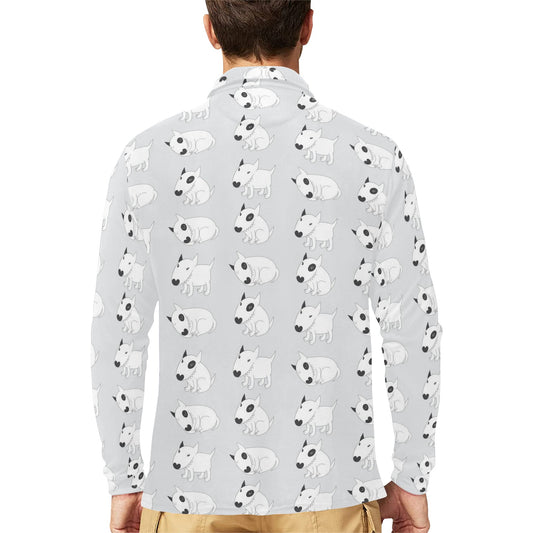 Bull Terrier hand draw Print Pattern Long Sleeve Polo Shirt For Men's