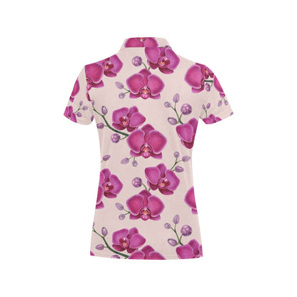 Orchid Pattern Print Design A02 Women's Polo Shirt