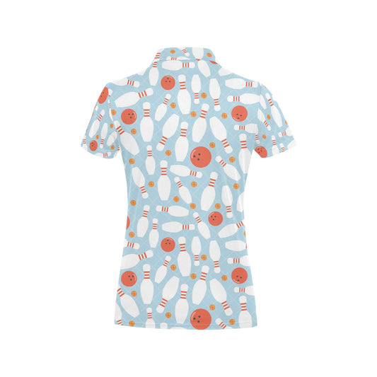 Bowling Pattern Print Design 09 Women's Polo Shirt