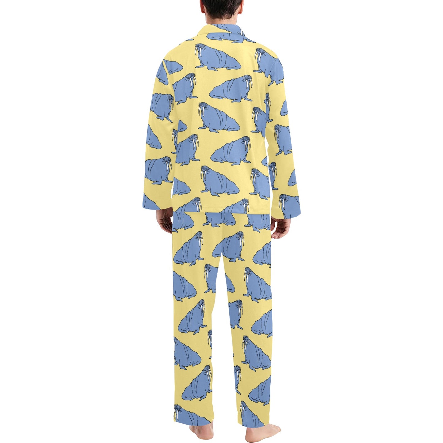 Walrus Pattern Print Design 02 Men's Long Pajama Set