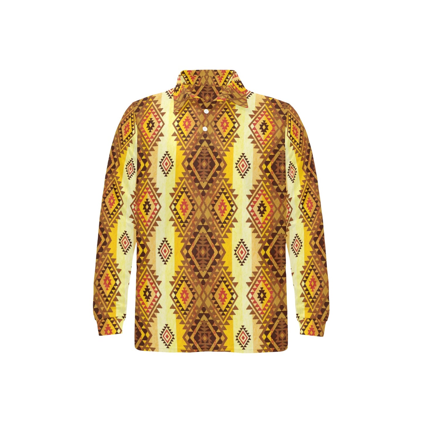 Native Pattern Print Design A09 Long Sleeve Polo Shirt For Men's