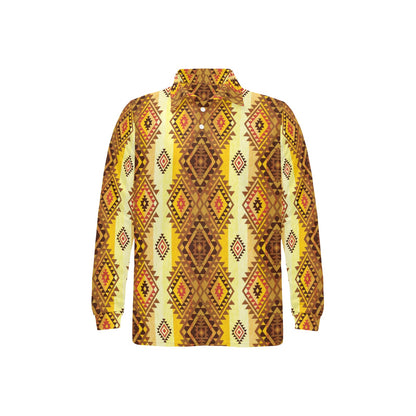 Native Pattern Print Design A09 Long Sleeve Polo Shirt For Men's