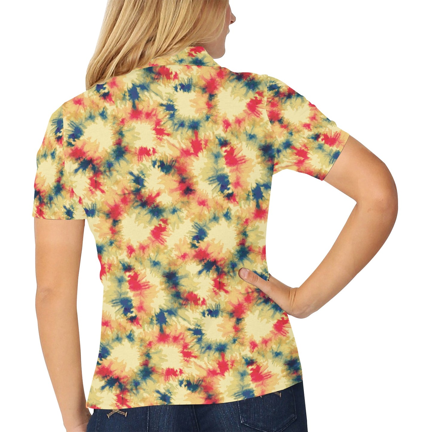 Tie Dye Print Design LKS302 Women's Polo Shirt