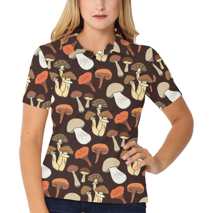 Mushroom Pattern Print Design A05 Women's Polo Shirt