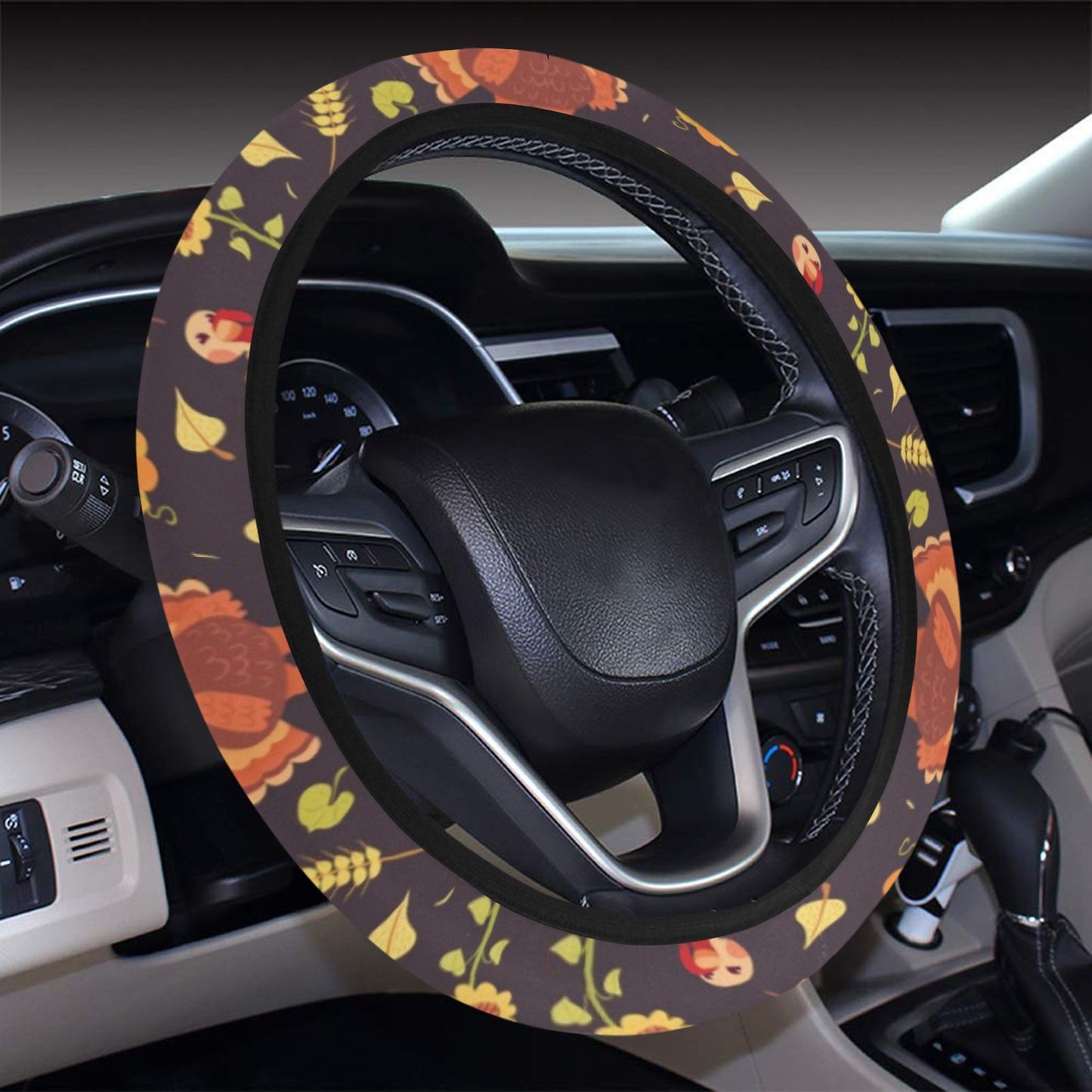 Thanksgiving Print Design LKS305 Steering Wheel Cover with Elastic Edge