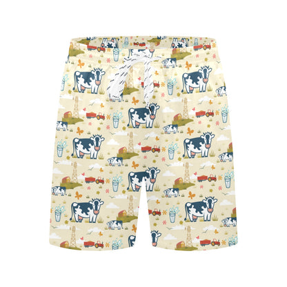 Cow Farm Design Print Men's Swim Trunks Beach Shorts