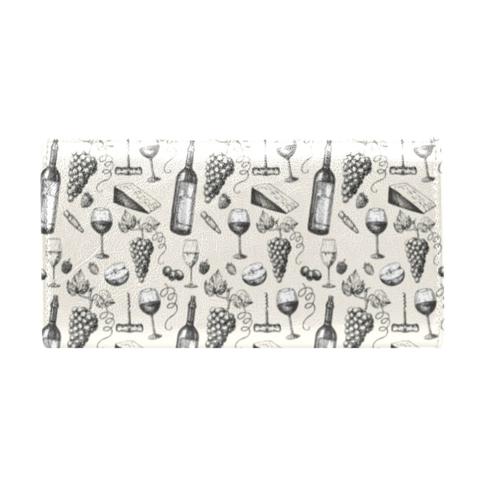 Wine Themed Print Design LKS306 Women's Trifold Wallet