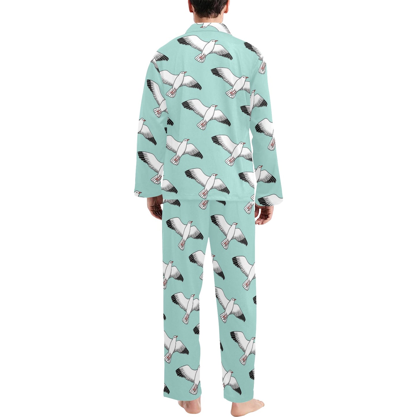 Pigeon Pattern Print Design 02 Men's Long Pajama Set