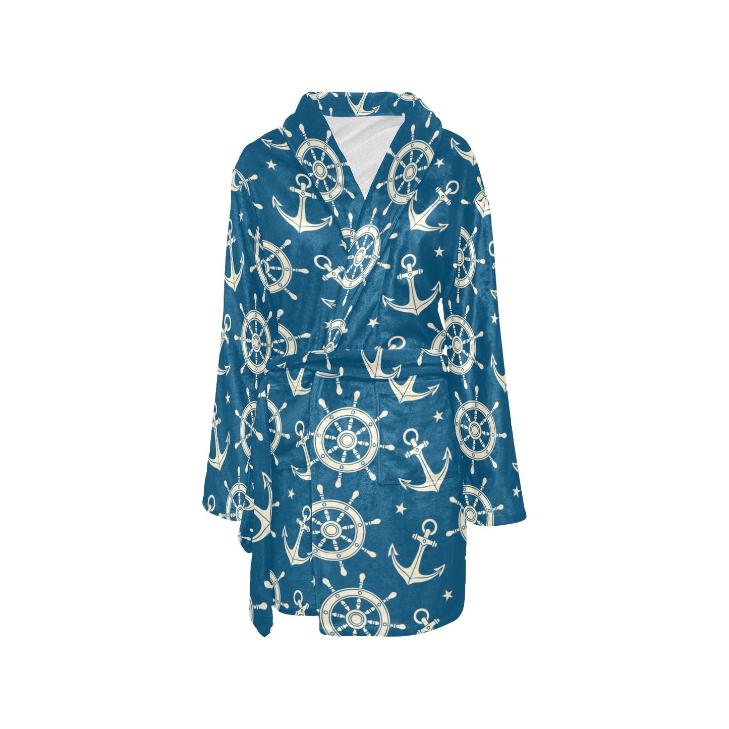 Anchor Pattern Print Design 01 Women's Fleece Robe