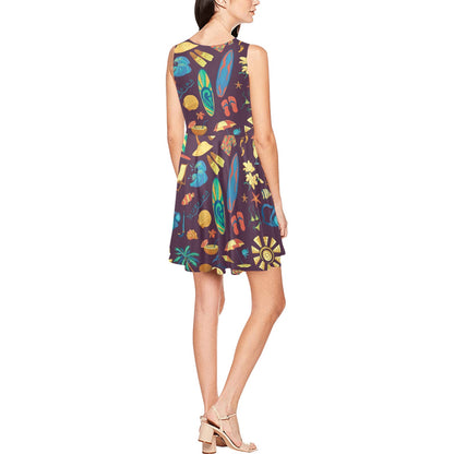 Aloha Hawaii Pattern Print Design 01 Sleeveless Dress