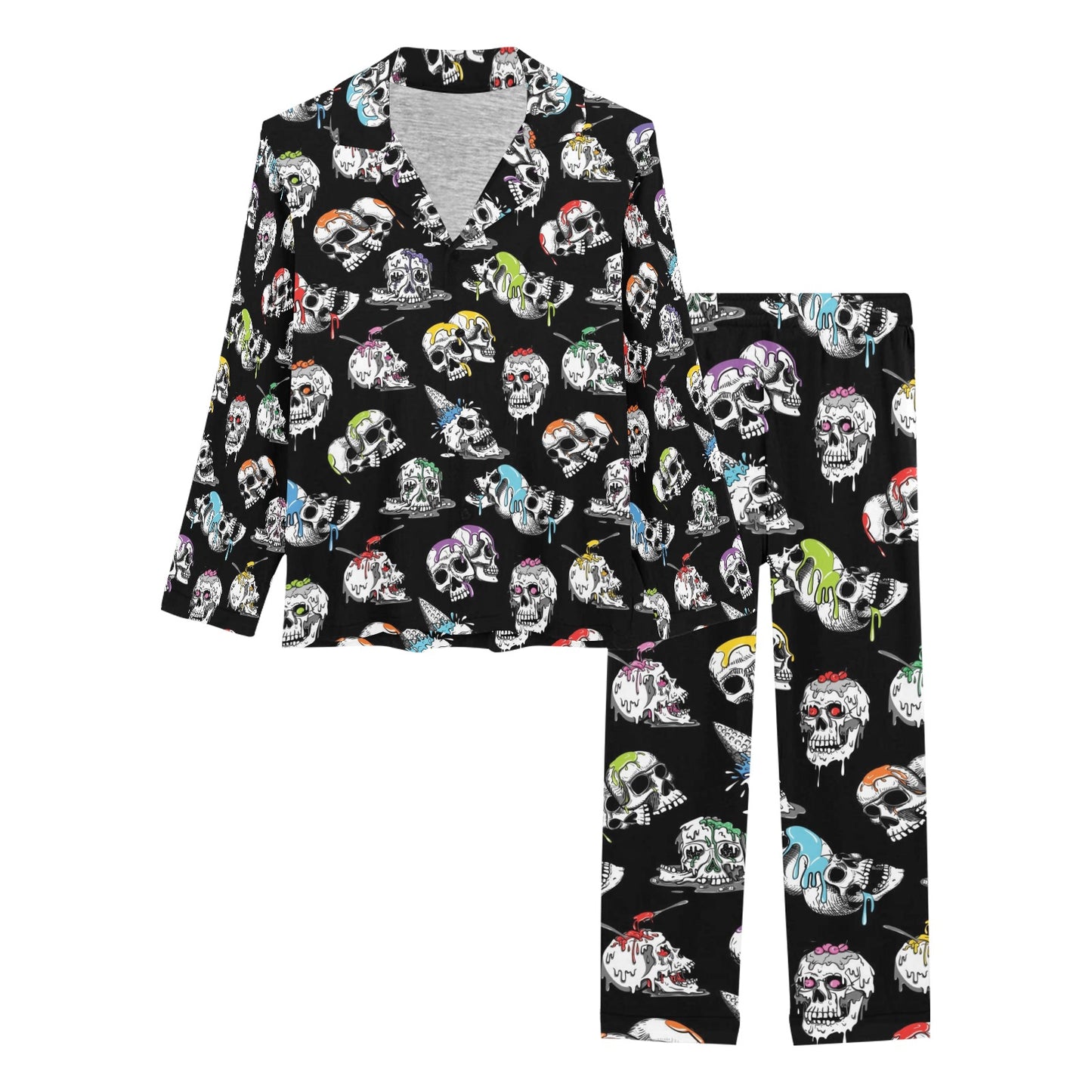 Skull Print Design LKS3013 Women's Long Pajama Set