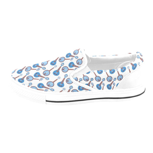 Banjo Print Design LKS401 White Slip Ons Canvas Women's Shoes